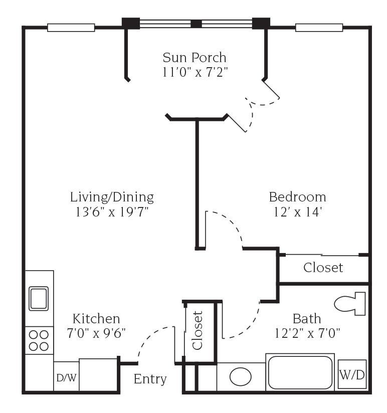 apt floorplan 1bd small image