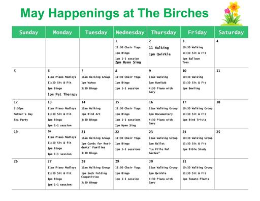 The Birches May 2024 Happenings