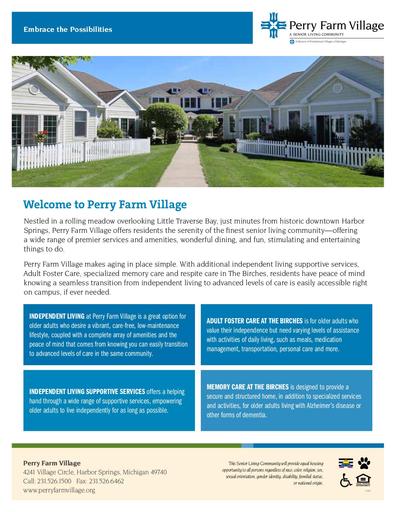 Independent Living at Perry Farm Village Brochure