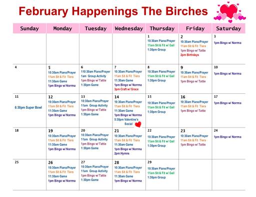 The Birches February 2024 Happenings
