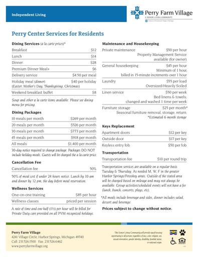 Perry Center Services for Residents